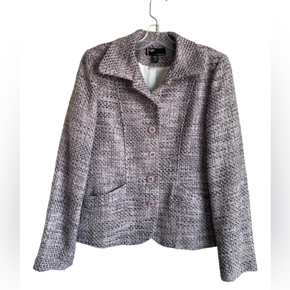Reign tweed purple Blazer Office Work Wear 80% Acrylic 20% Wool size 12